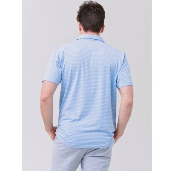 PETER MILLAR Men's Crest Shallows Stripe Short Sleeve Polo, Blue | Size Large - Picture 2 of 8